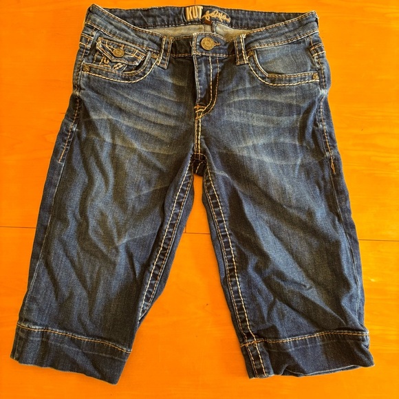 KUT From the Cloth 4 cropped Capri long denim embroidered shorts - Picture 1 of 11